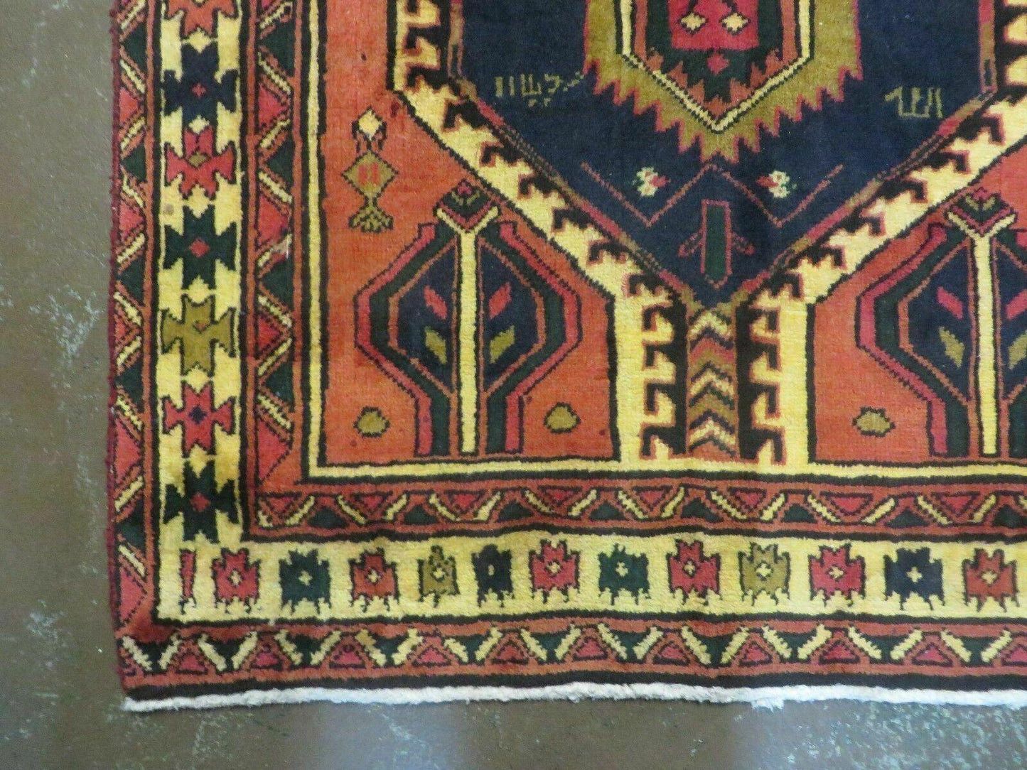 Antique Handmade Turkish Wool Rug 40 X 84 Inch Organic Dyes Vintage 1950s