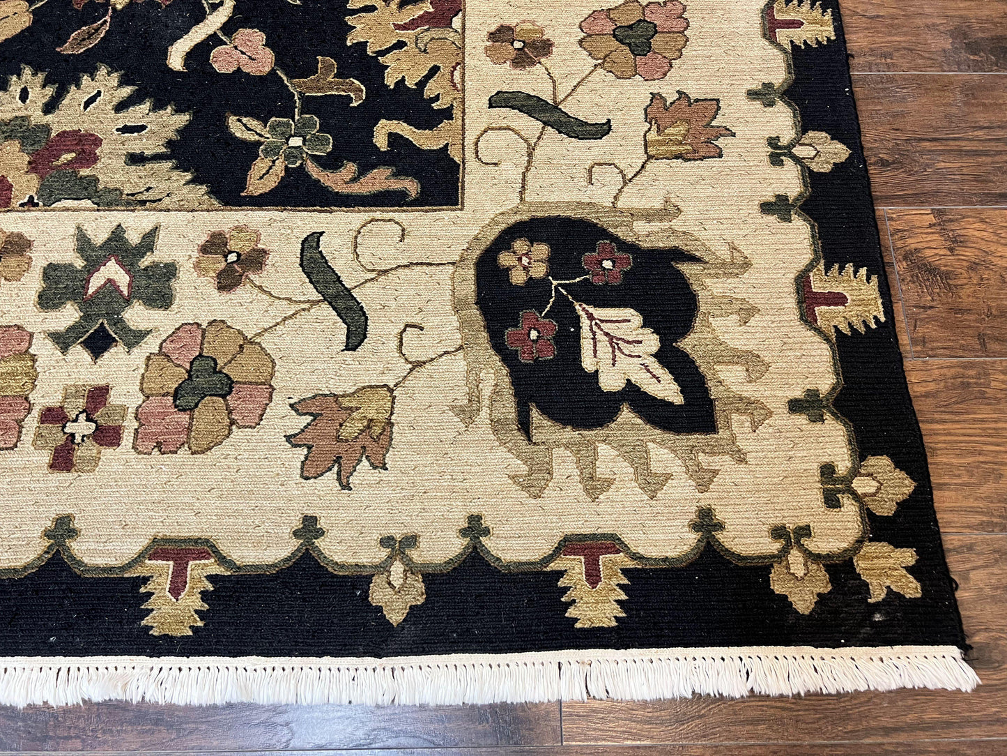 Indo Persian Wool Rug 10x14 Handmade Mahal Flatweave Floral Carpet