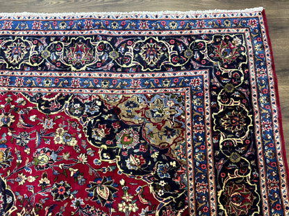 Traditional Persian Mashad Rug 8x11 Wool Antique Floral Medallion Carpet