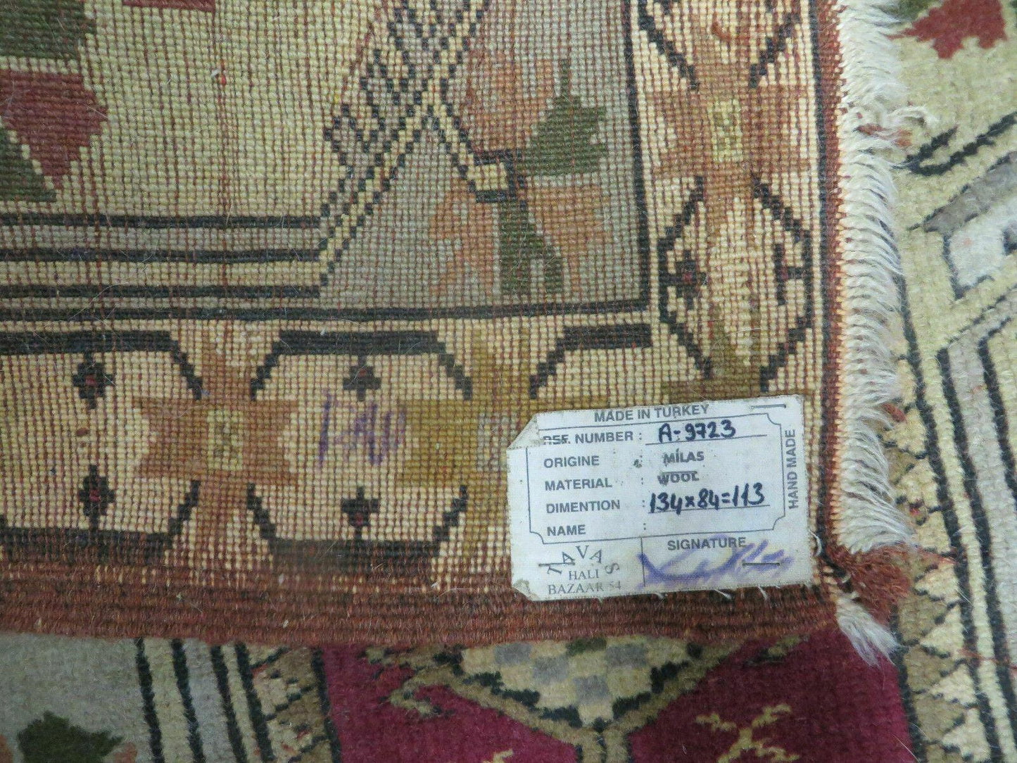 Vintage Turkish Oushak Milas Wool Rug 3x5 Handmade Accent Carpet 1970s