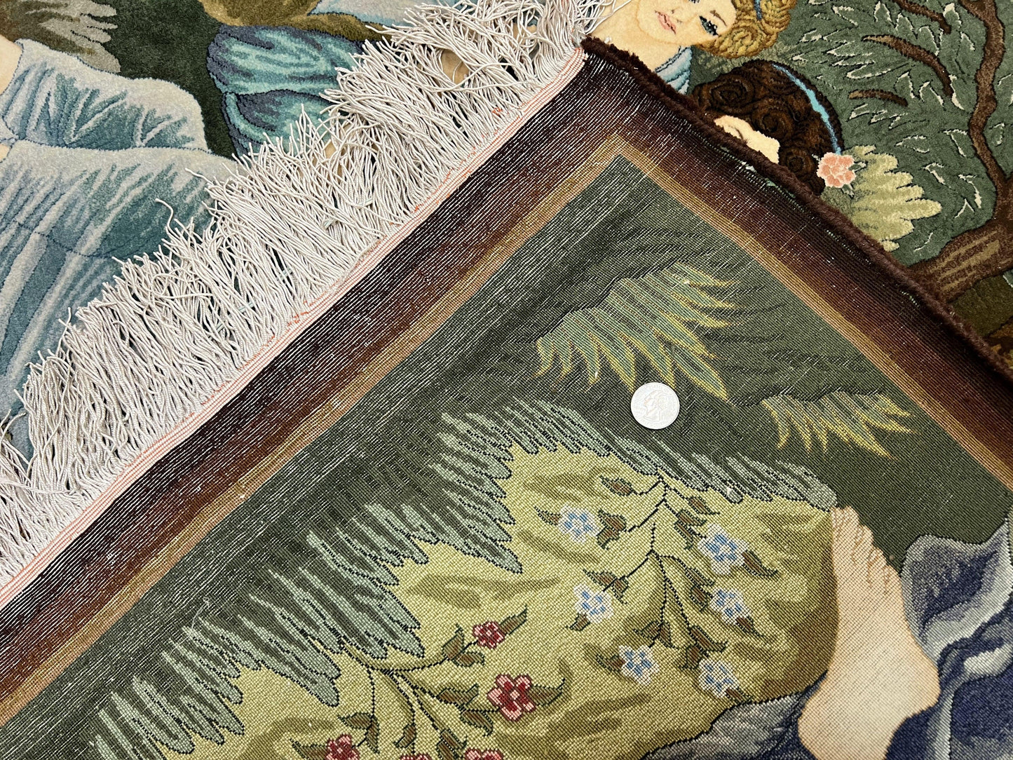 Persian Tabriz Pictorial Rug Hand Knotted Wool Rug 5x3 Vintage Semi Antique Oriental Carpet