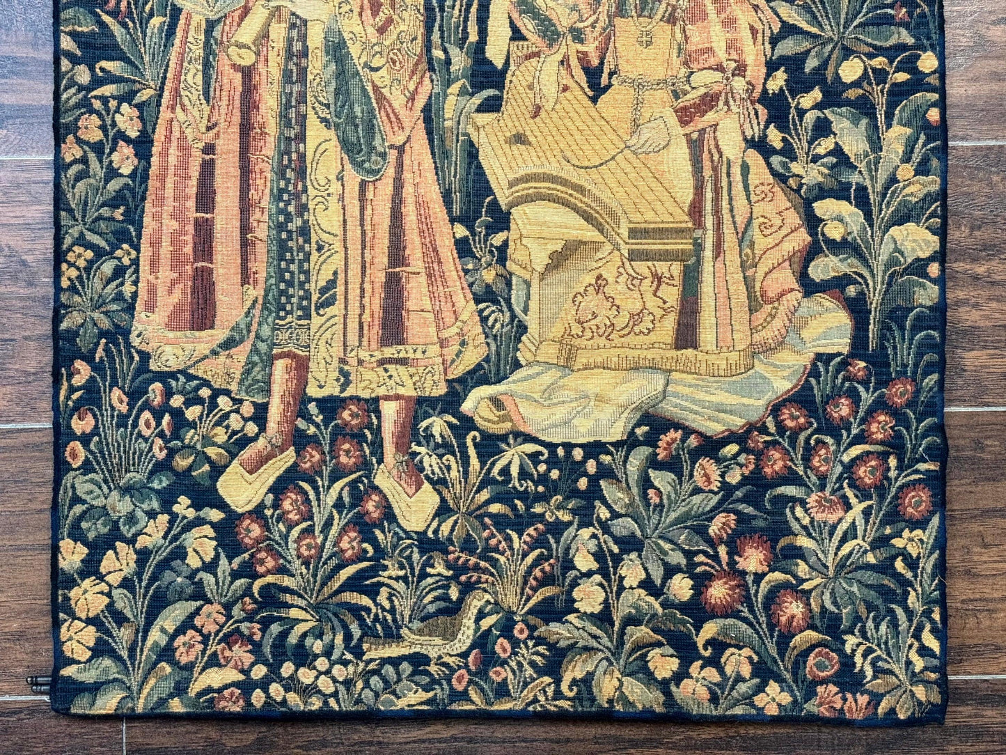 Belgian Tapestry 2x3 Vintage Flemish European Design Red Accents