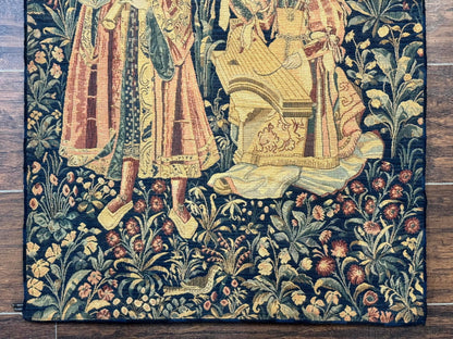 Belgian Tapestry 2x3 Vintage Flemish European Design Red Accents