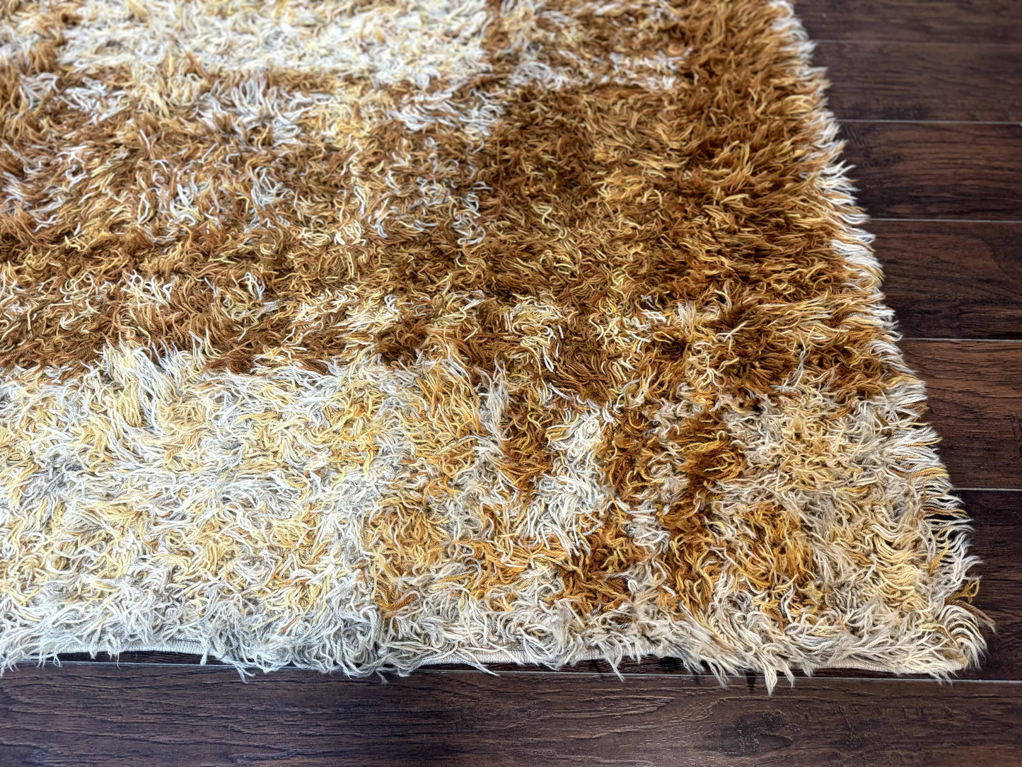 Vintage Rya Shag Rug 5.5 x 7.7 Feet Wool Area Rug for Living Room