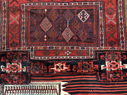 Persian Saddle Cover Rug Shashavan Nomadic Wool Antique Handcrafted 1960s