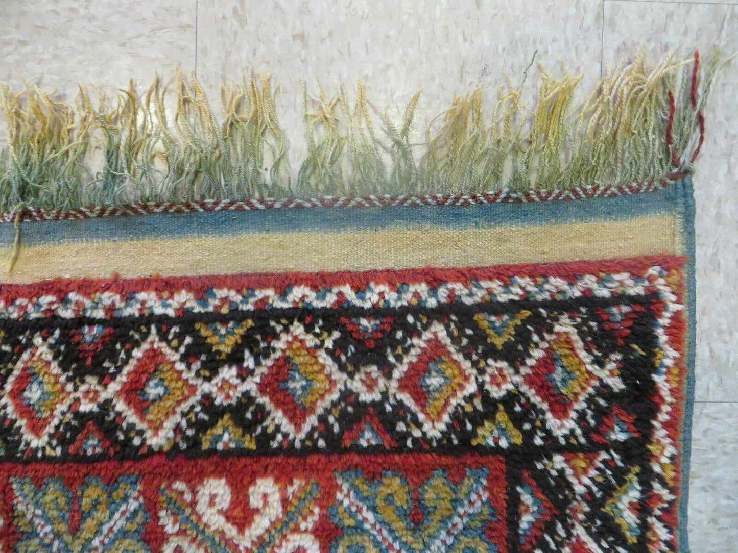 Vintage Moroccan Rug 4x5 Hand Knotted Berber Wool Area Rug Geometric Stars