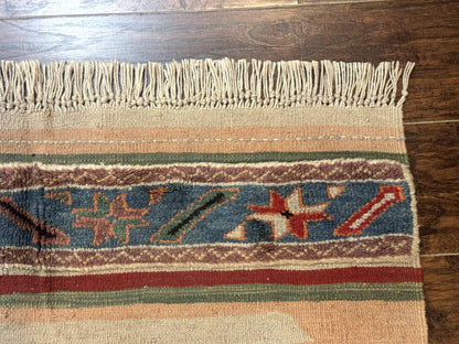 Turkish Kilim Rug 2.5 x 4.7 Flatweave Bohemian Wall Hanging Tapestry