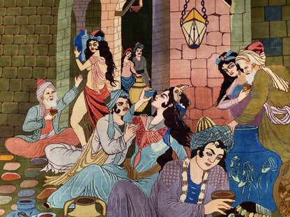 Semi Antique Persian Isfahan Pictorial Rug Handmade Wool Carpet 4x6 Decorative