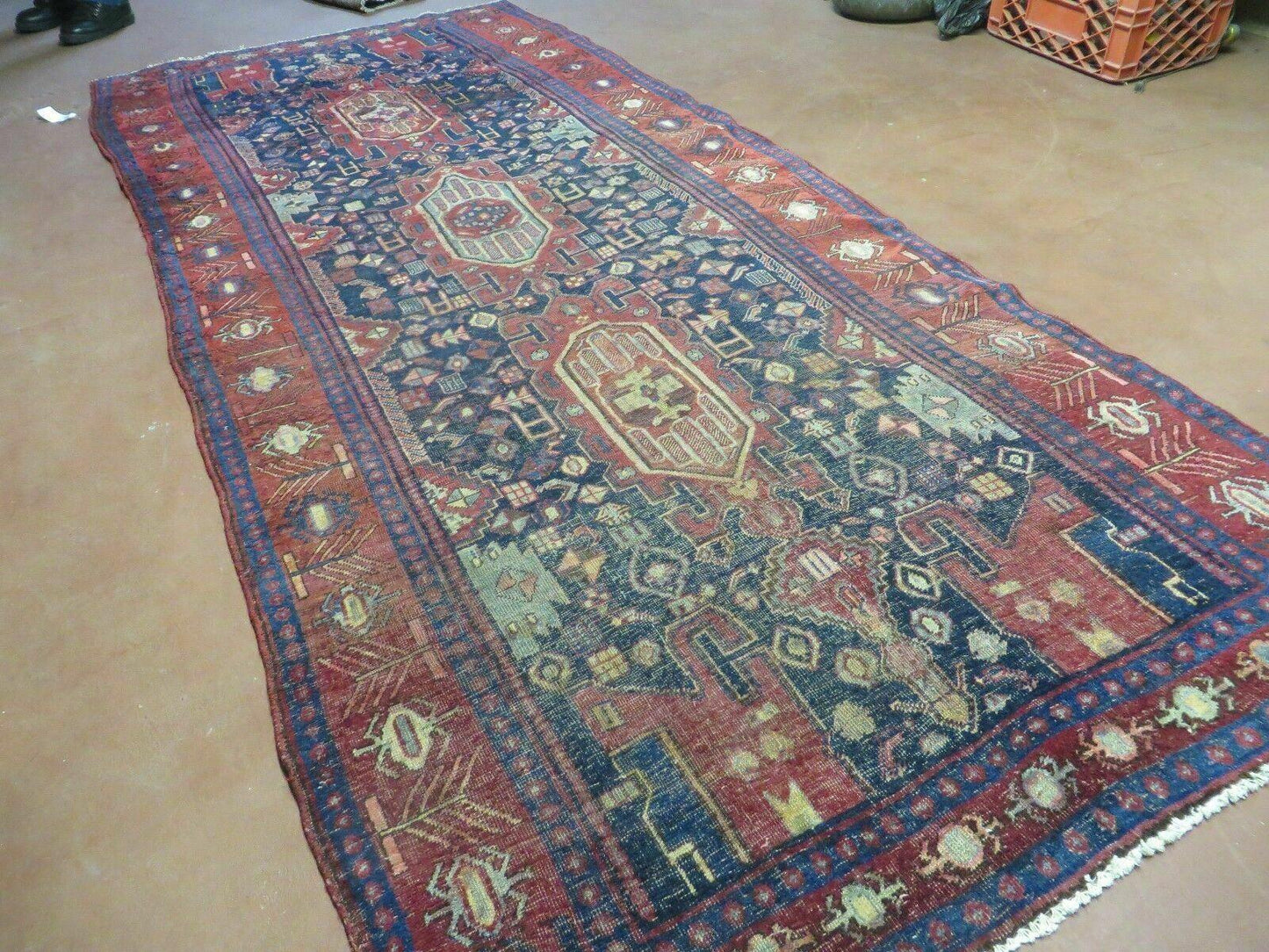 Antique Handmade Floral Tribal Oriental Turkish Wool Rug 4 Ft By 10 Ft