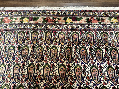 Persian Kurdish Rug 8x11 Boteh Design With Repeated Paisleys And Bird Pictorials Sannadaji Carpet