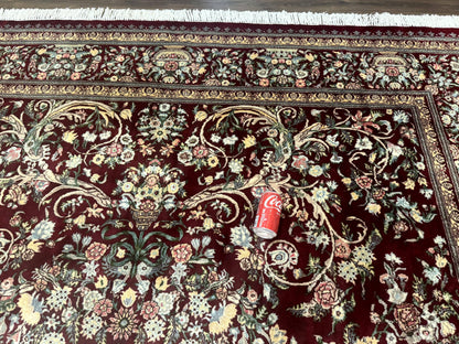 Persian Rug Burgundy 8x10 Hand Knotted Wool Floral Pak Carpet