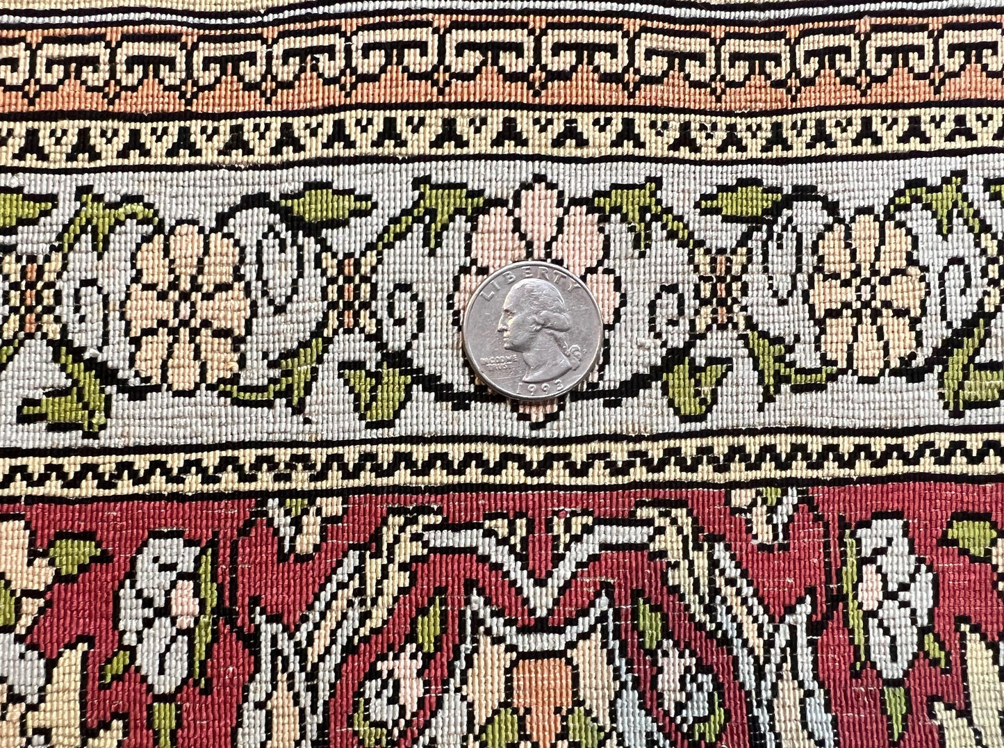 Hereke Silk Prayer Rug Tree of Life Handmade in Gold Burgundy