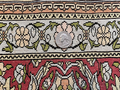 Hereke Silk Prayer Rug Tree of Life Handmade in Gold Burgundy