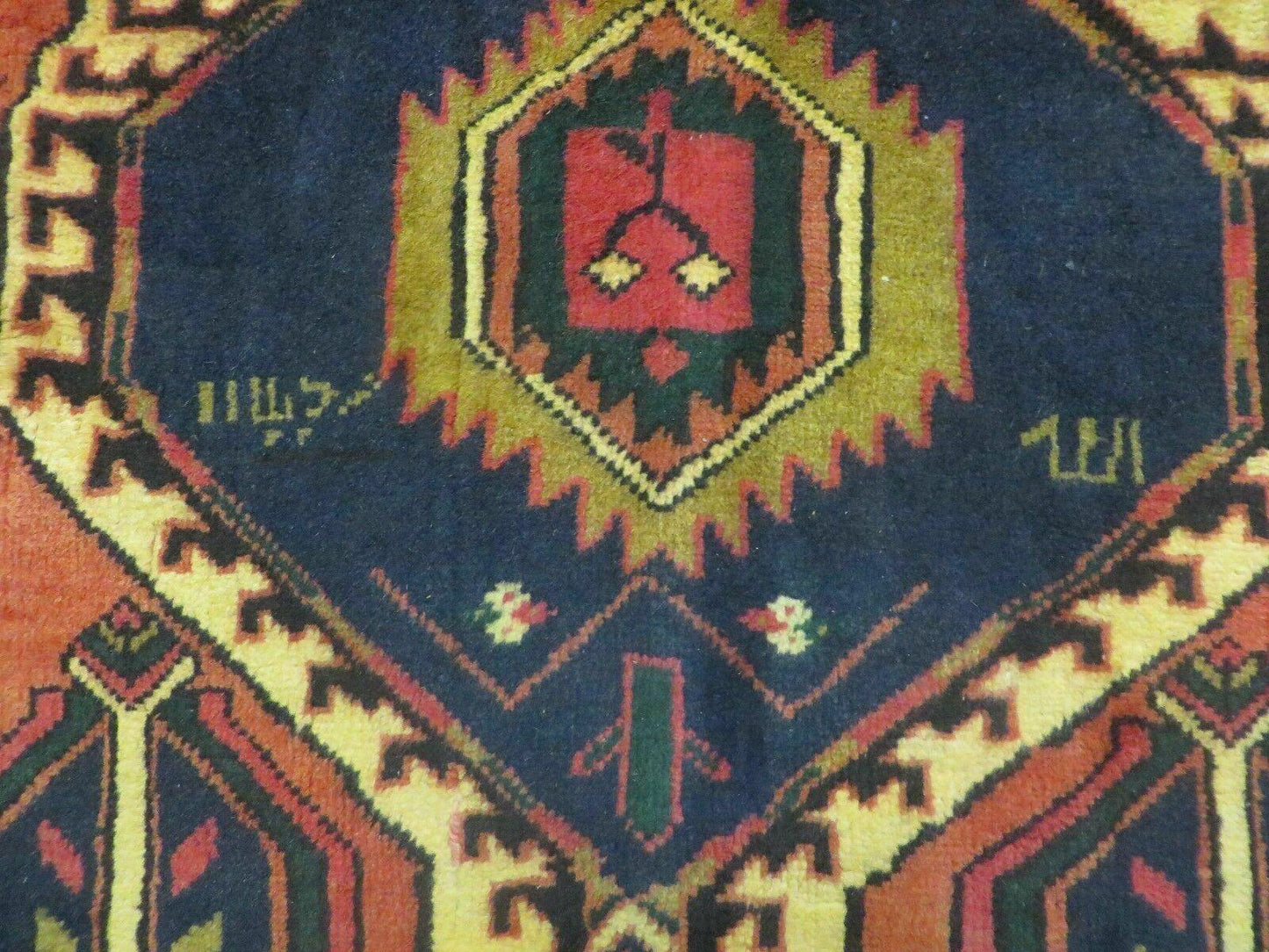 Antique Handmade Turkish Wool Rug 40 X 84 Inch Organic Dyes Vintage 1950s