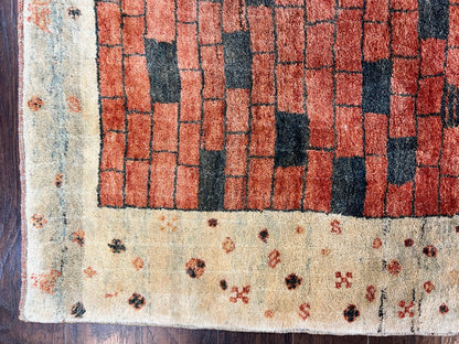 Persian Gabbeh Rug 6x8 Ft Handwoven Wool Tribal Area Rug For Home Decor