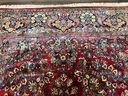 Antique Persian Sarouk Rug Palace Size 12x18 With Regal Floral Palmette