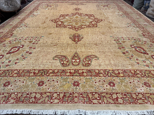 Persian Rug Palace Size Pak 13x17 Hand Knotted Wool Haji Jalili Beige Rust
