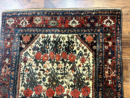 Persian Tribal Rug 3x5 Handmade Floral Roses Zanjan Antique Carpet