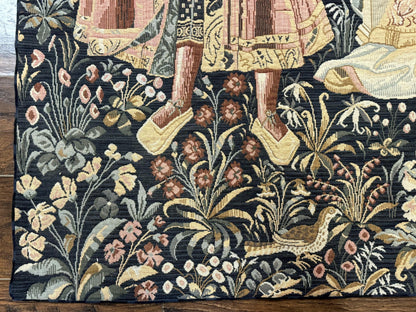 Belgian Tapestry Vintage 4x5 The Concert Musicians Green Loomed Cotton Wool