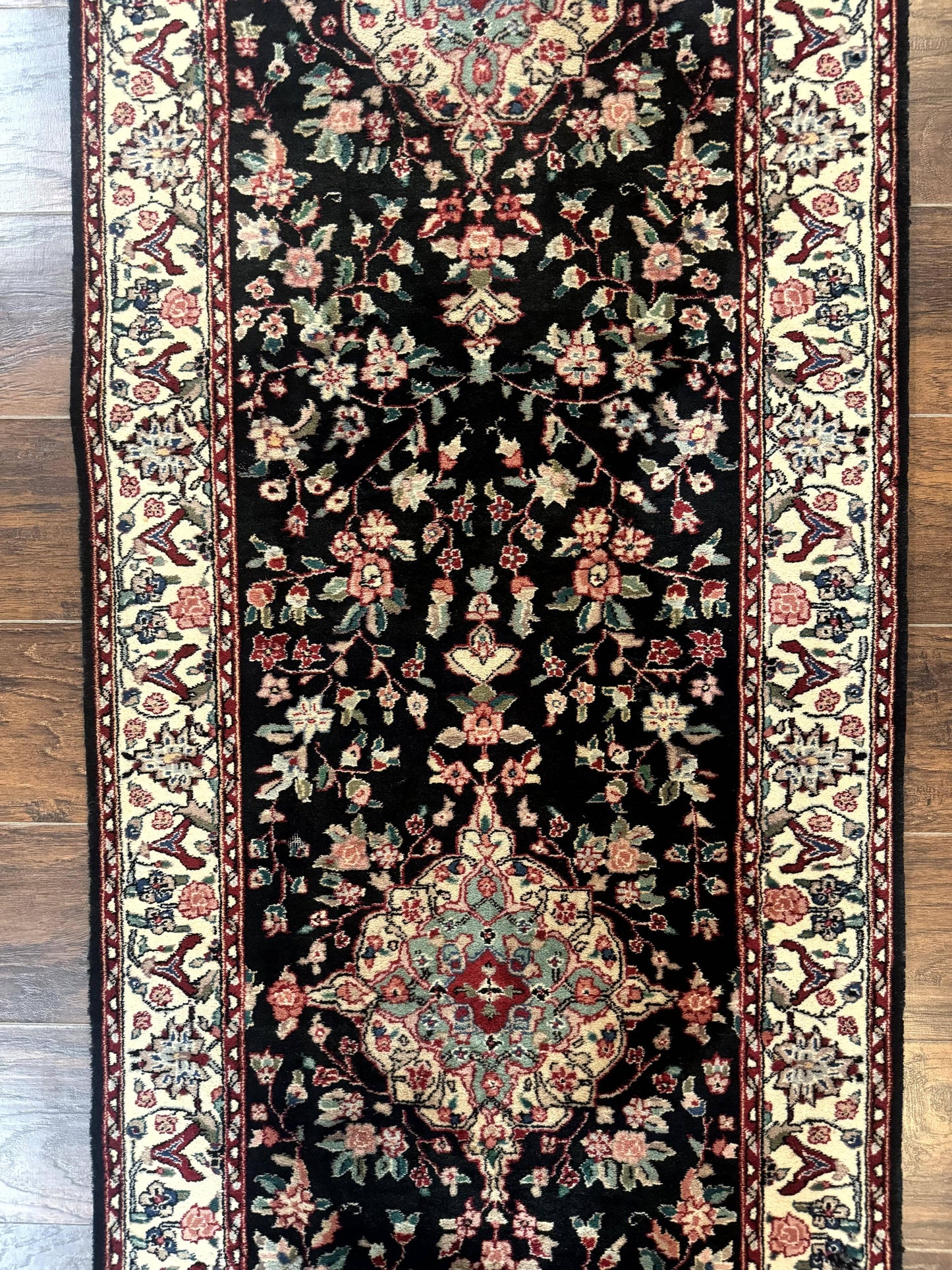 Long Pak Persian Runner Rug 2.6x16 Hand Knotted Wool Floral Vintage