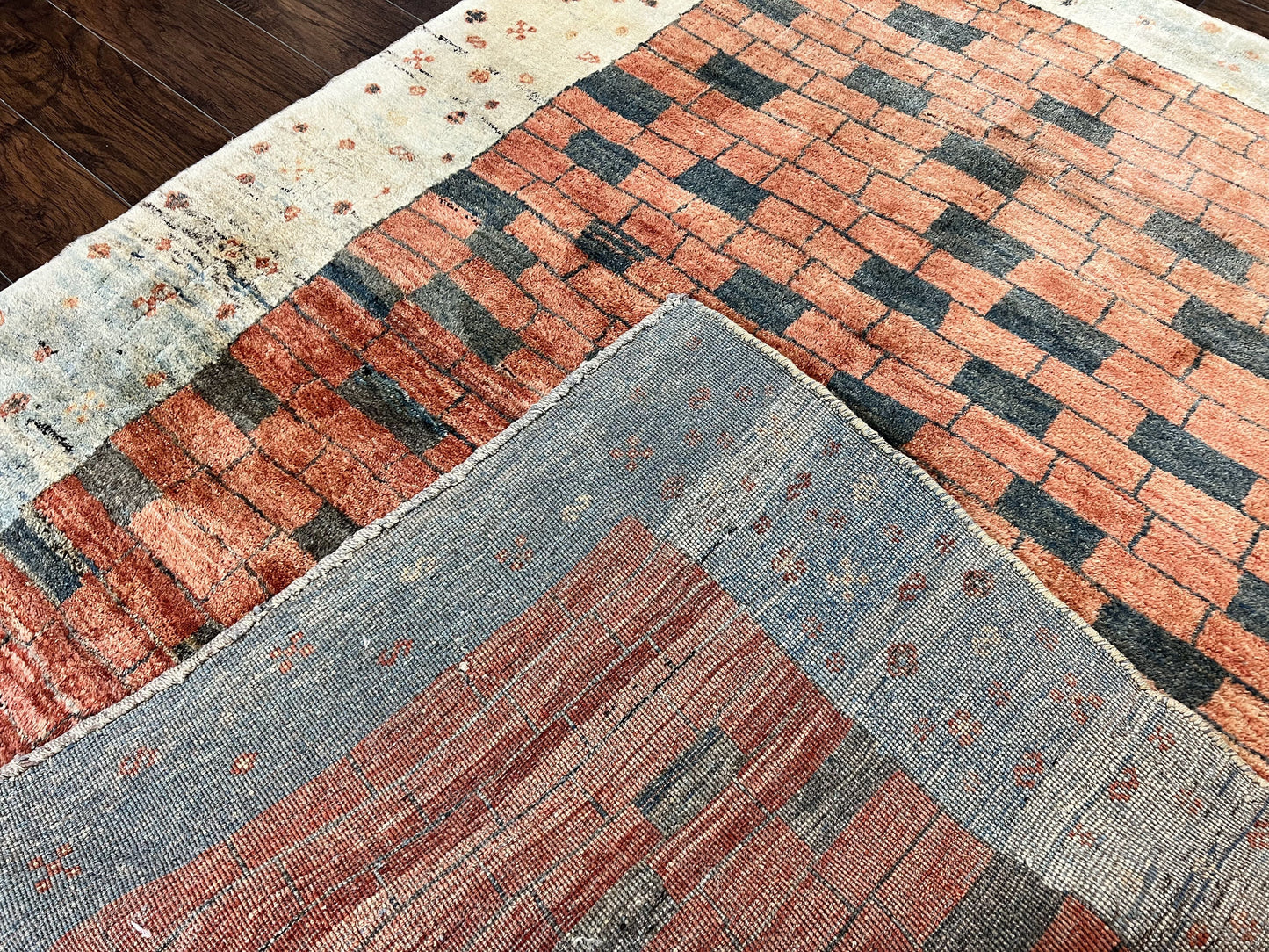 Persian Gabbeh Rug 6x8 Ft Handwoven Wool Tribal Area Rug For Home Decor