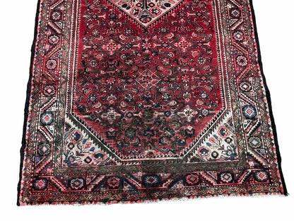 Antique Handmade Wool Tribal Rug Runner 5.5 by 10 Red Corridor All Over