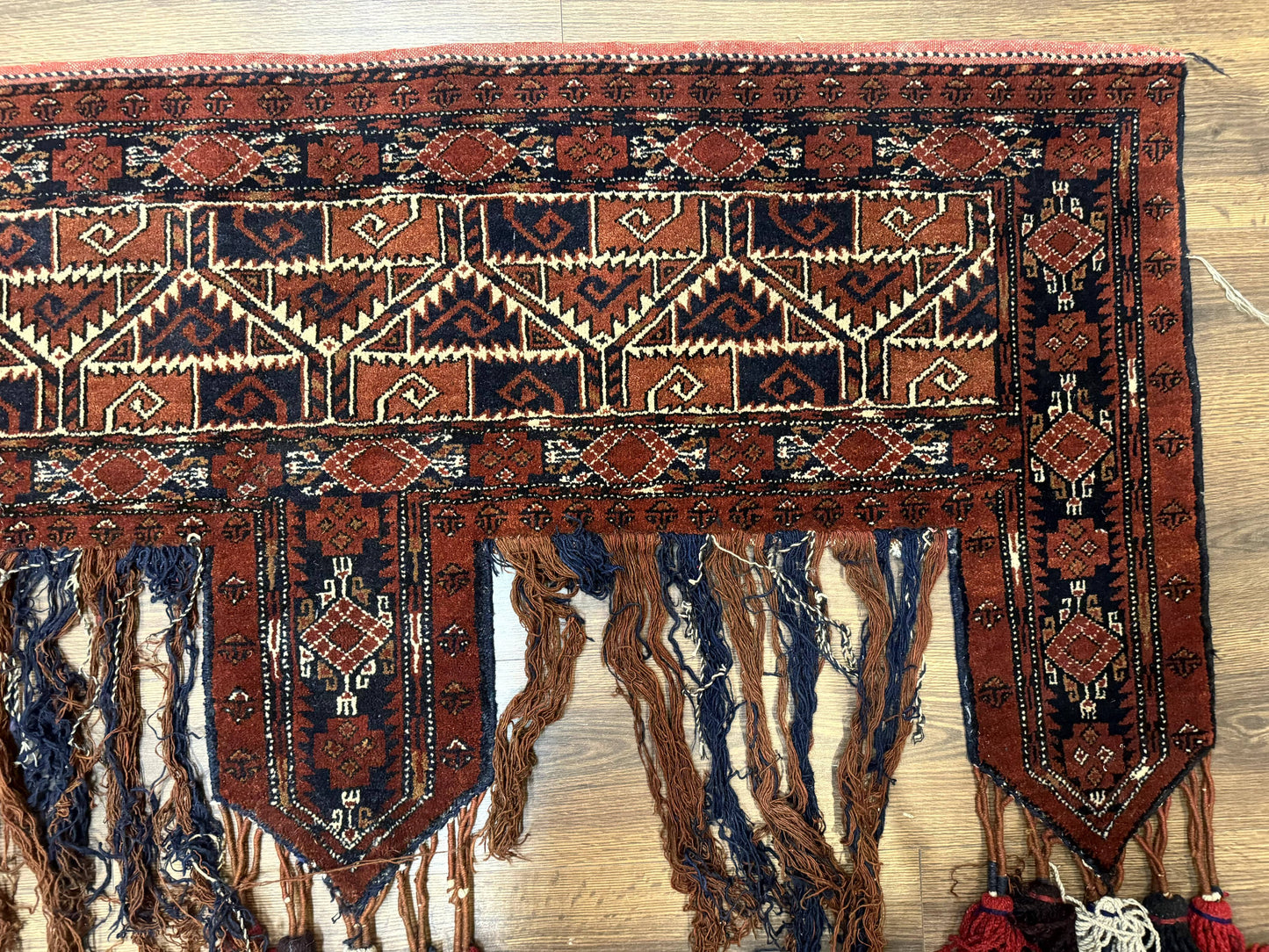Antique Afghan Beshir Tent Header Rug Hand Knotted Wool Tribal Collectible