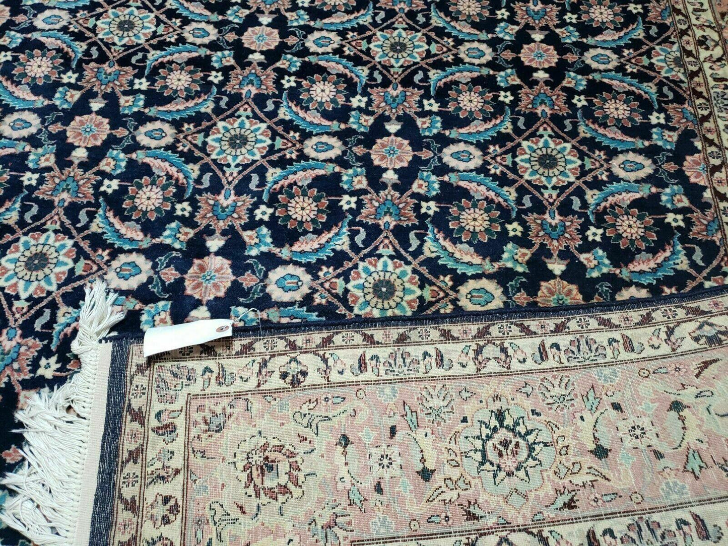 Handmade Wool Rug Floral Oriental Blue 73 Inch Square Carpet