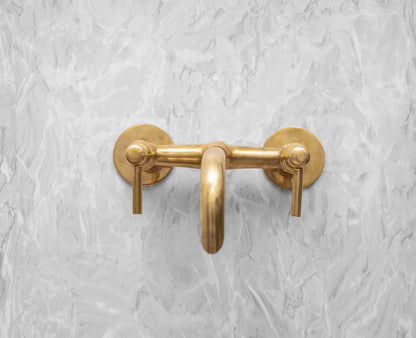 Wall Mounted Brass Faucet - Unlacquered Brass Bathroom Faucet