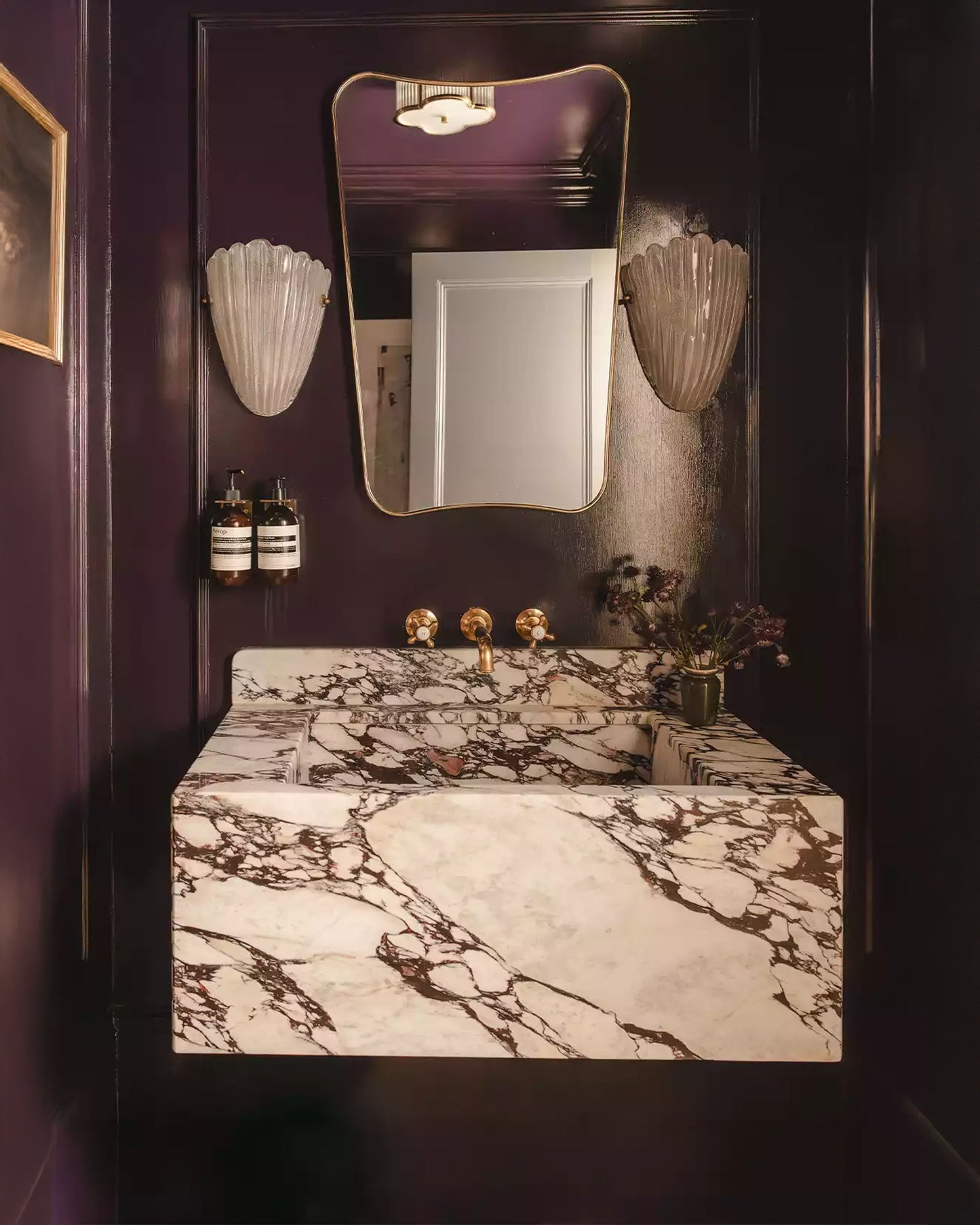 Curved Brass Mirror - Butterfly Frame Wall Mirror