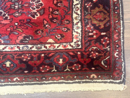 Persian Hamadan Rug Red Runner 2.6 By 6.8 Ft Floral Antique Carpet