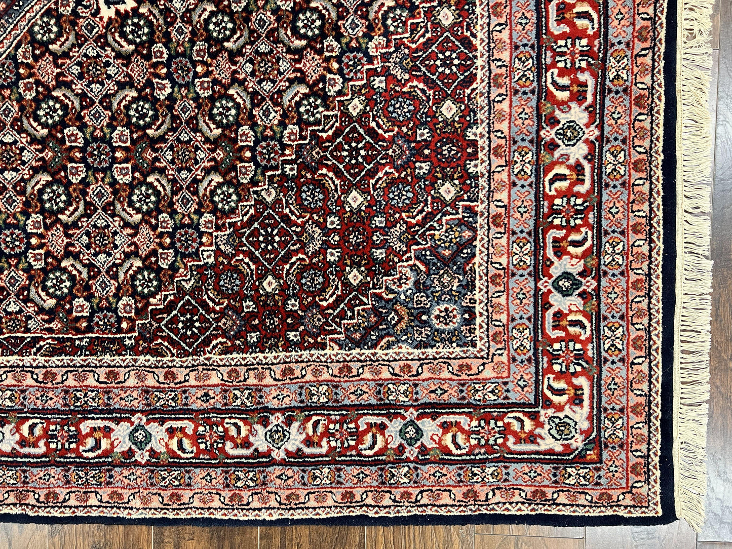 Indo Persian Rug 7x10 Hand Knotted Wool Bidjar Vintage Oriental Carpet Herati Pattern