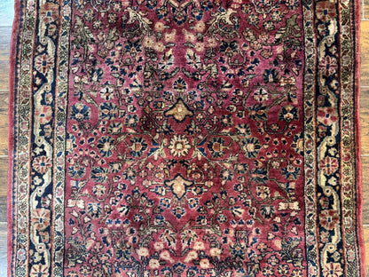 Persian Sarouk Rug 3x5 Antique Carpet With Medallion Field
