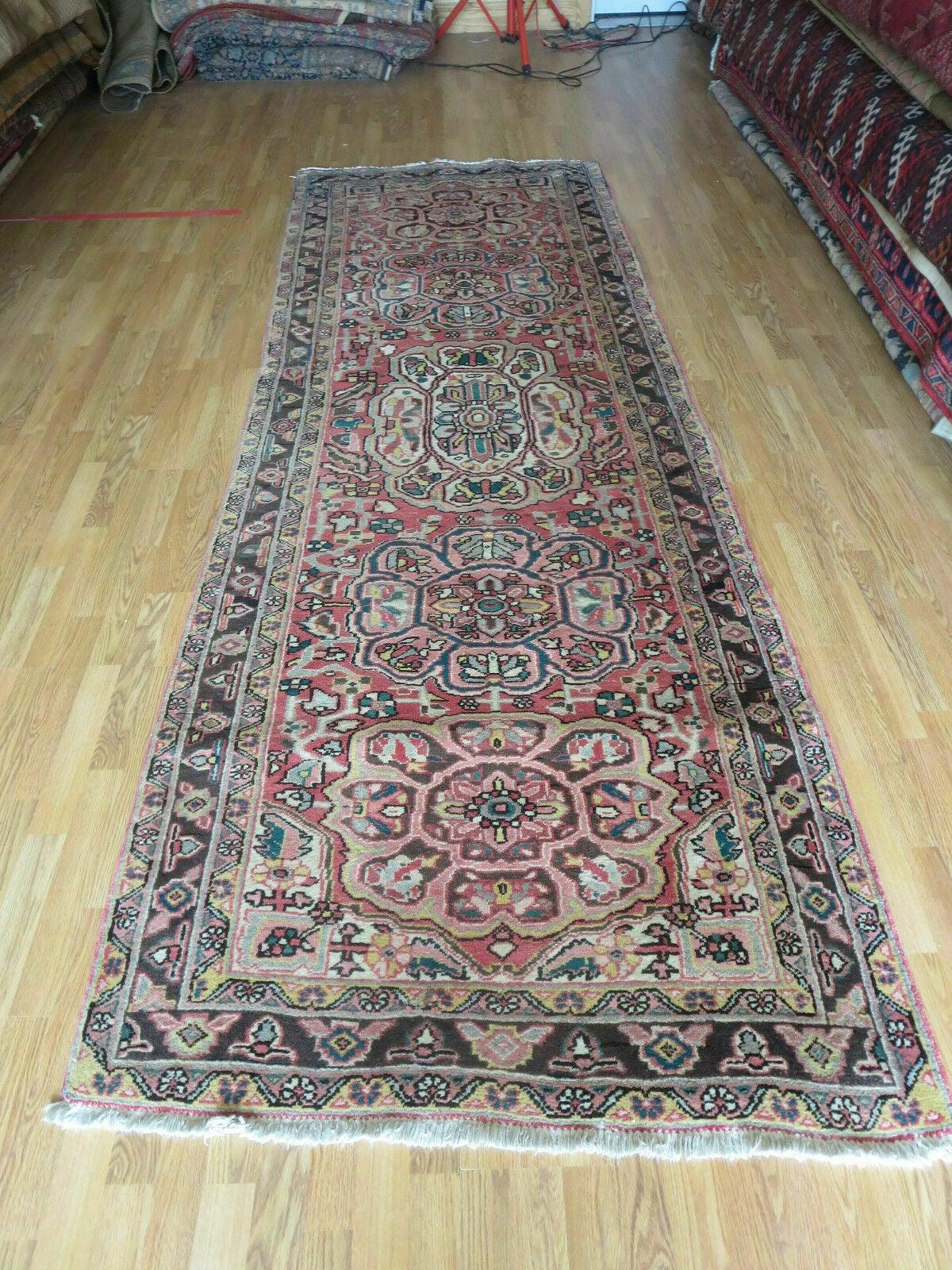 Antique Handmade Turkish Wool Runner Rug 3 Ft 9 In By 10 Ft 6 In