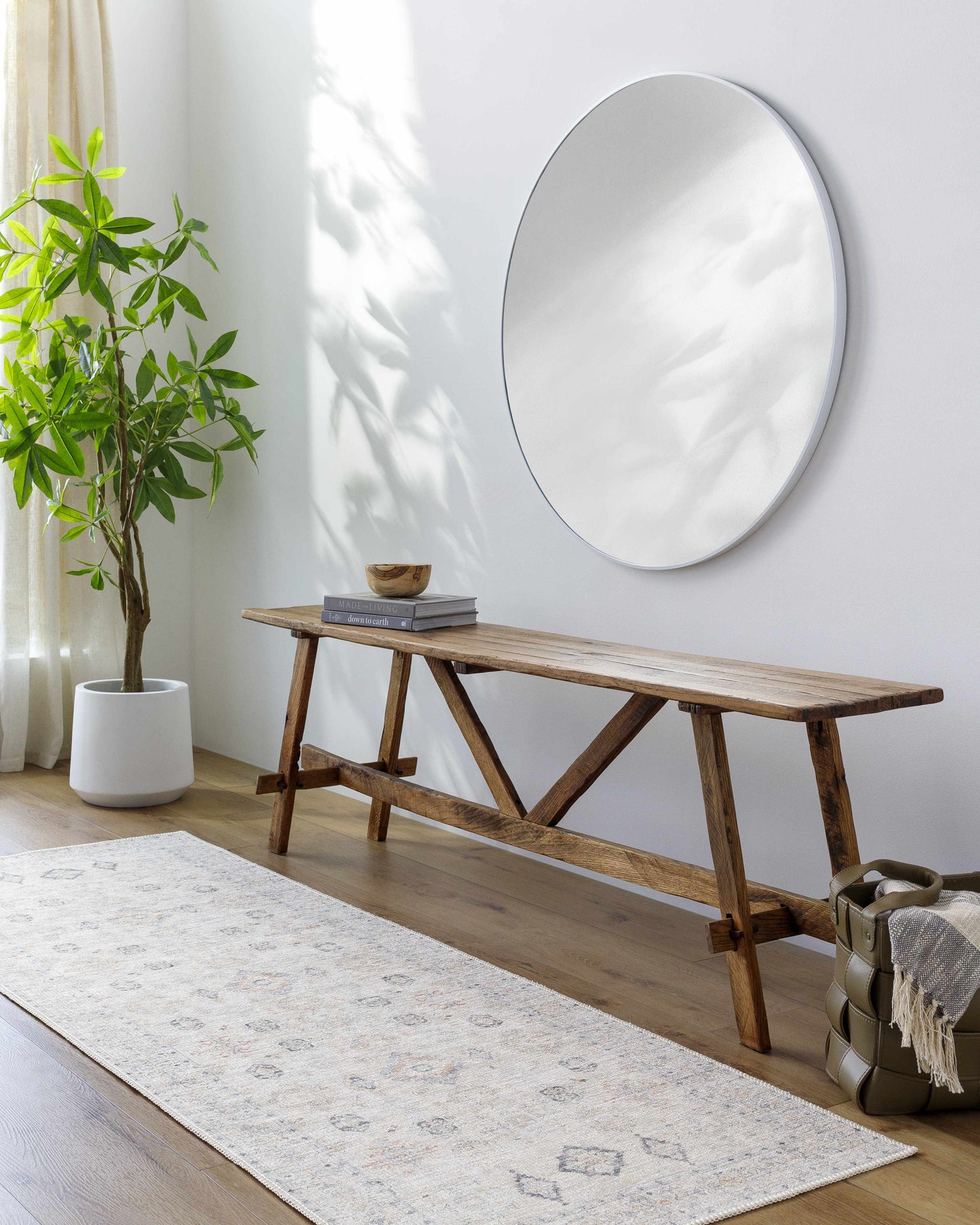 Beige Vintage Washable Area Rug - Durable Beckett Collection