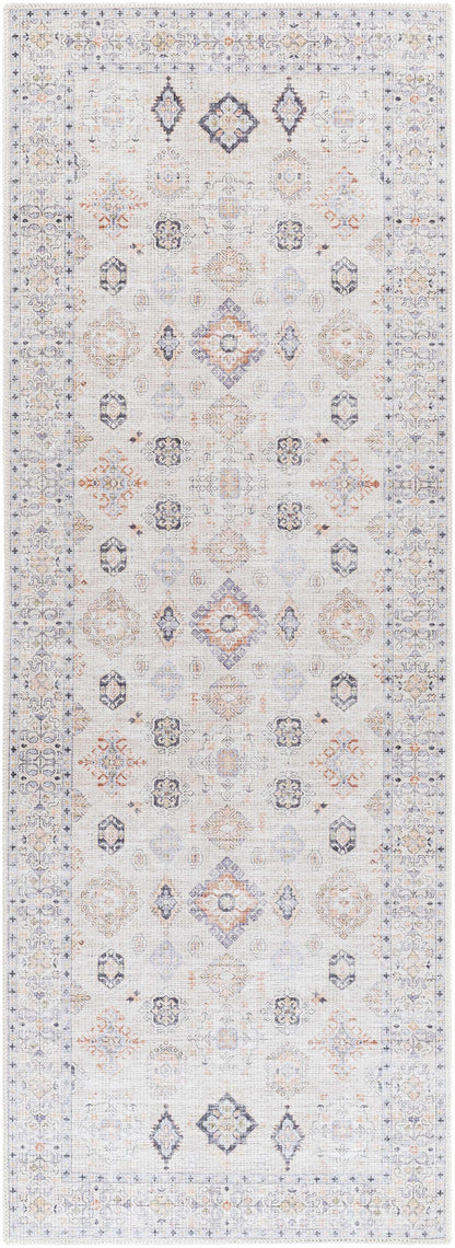 Beige Vintage Washable Area Rug - Durable Beckett Collection