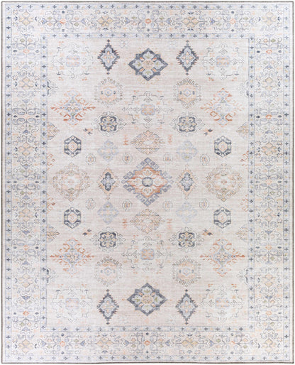Beige Vintage Washable Area Rug - Durable Beckett Collection