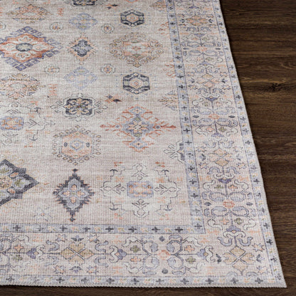 Beige Vintage Washable Area Rug - Durable Beckett Collection