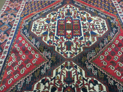 Vintage Turkish Tribal Wool Rug Medallion Hand Made 4x5 Size