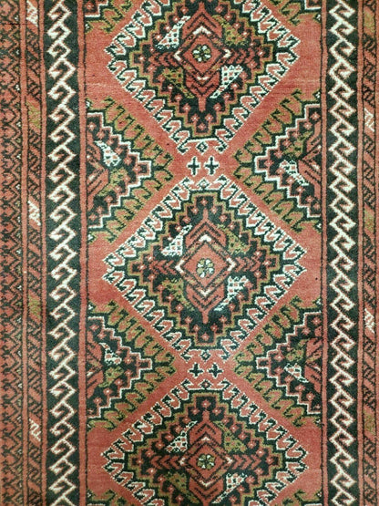 Vintage Bokhara Runner Rug Turkoman Wool Handmade From Pakistan 2 Ft 5 In By 9 Ft