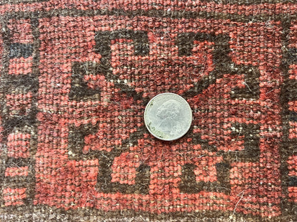 Afghan Rug 3x6 Handmade Wool Semi Antique Tribal Red Beshir Carpet