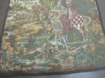 Belgian Hand Loomed Vintage Tapestry Victorian Design 41 By 56 Inches