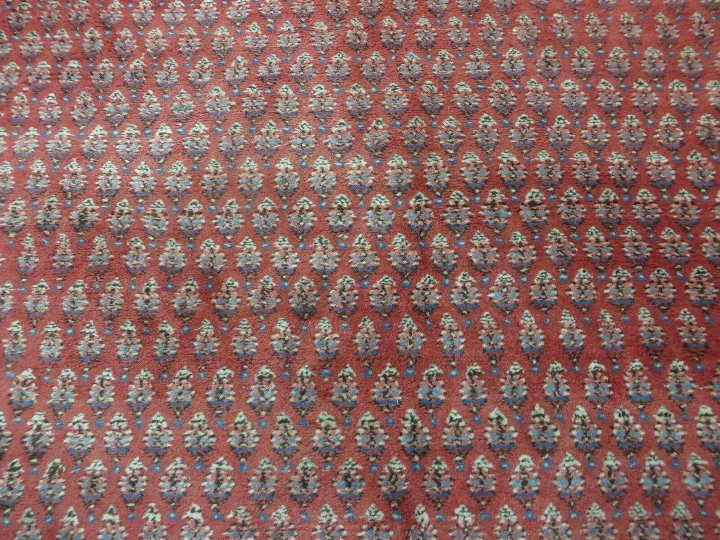 Vintage Indian Wool Rug Handmade 1950s Paisley Oriental Red Vegetable Dyes