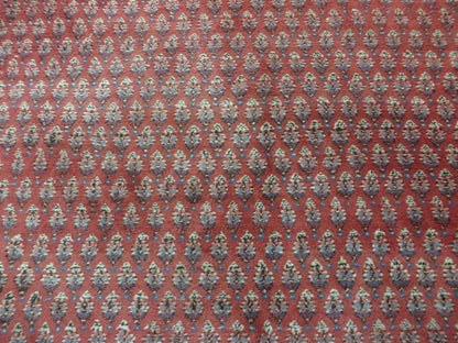 Vintage Indian Wool Rug Handmade 1950s Paisley Oriental Red Vegetable Dyes