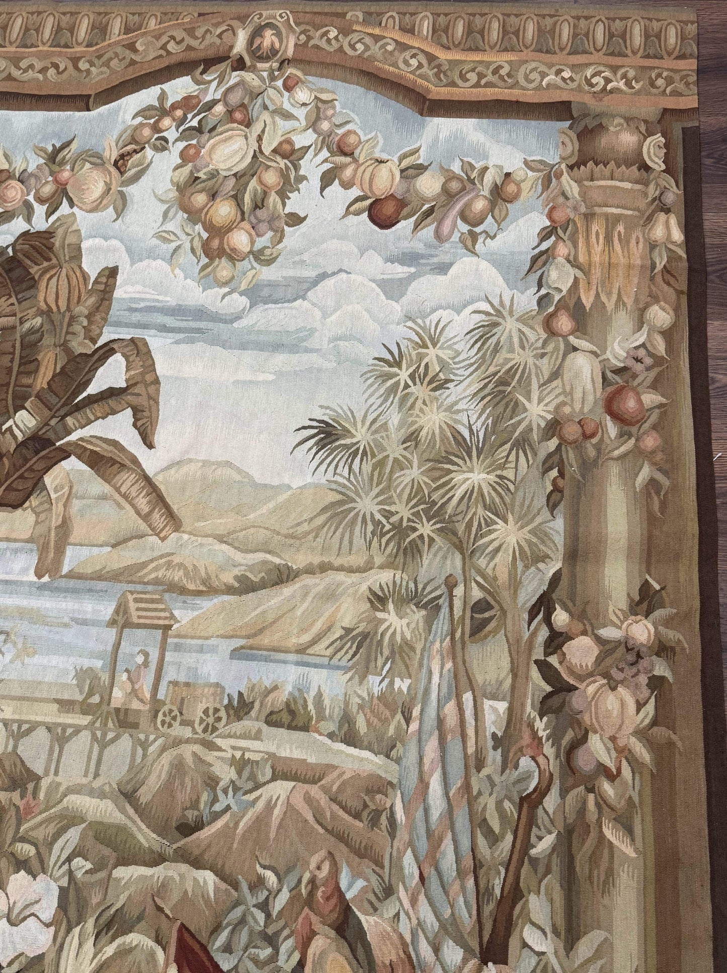 Aubusson Tapestry Wool French Handmade Vintage Wall Hanging 5x7