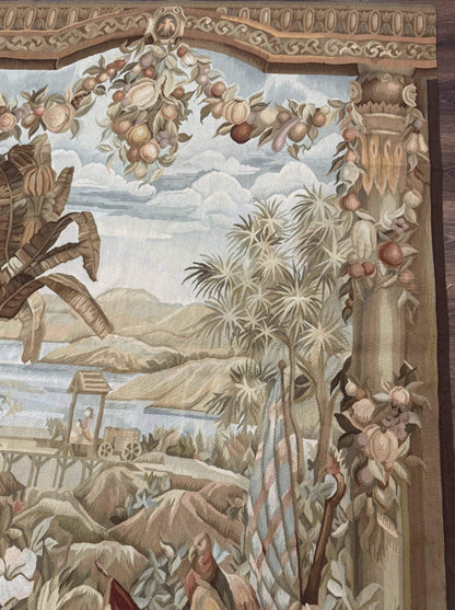 Aubusson Tapestry Wool French Handmade Vintage Wall Hanging 5x7