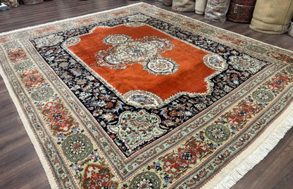 Persian Rug 11x13 Vintage Tabriz Tabatabai Semi Open Field Wool Pile
