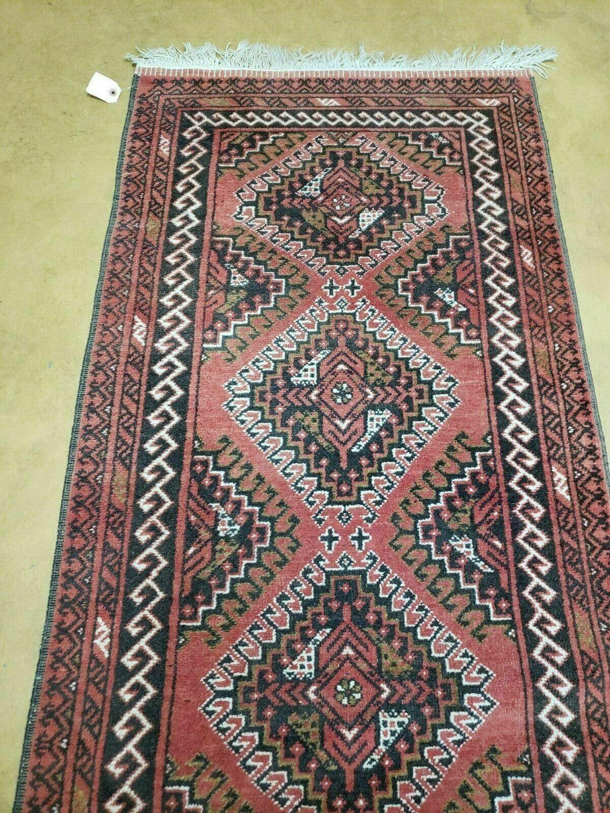 Vintage Bokhara Runner Rug Turkoman Wool Handmade From Pakistan 2 Ft 5 In By 9 Ft