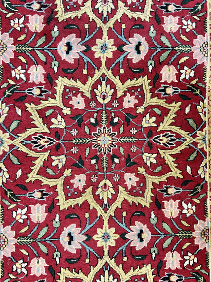 Indo Persian Runner Rug 2.6 X 10 Floral Hand Knotted Wool Hallway Red