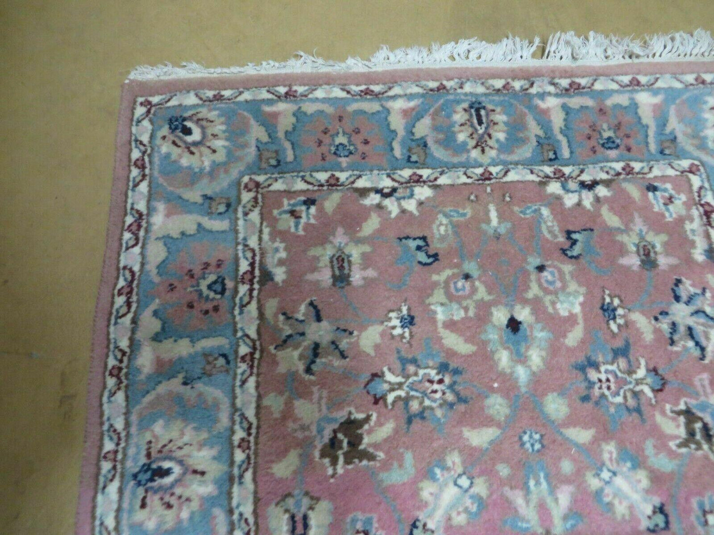 Indian Floral Wool Runner Rug Vintage Handcrafted 2 Ft 8 Inches By 12 Ft